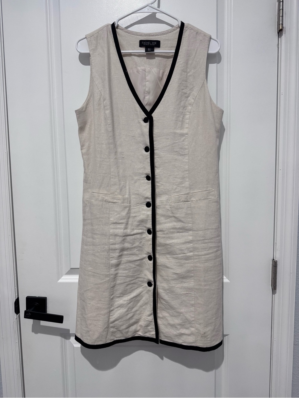 Rachel Zoe Cream Mini Dress with Black Trim